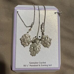 Genuine Crystal 18.5” Pendant & Earring Set